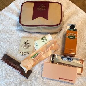 Northwest Orient Regal Imperial Travel Grooming Kit in Beige & Burgundy